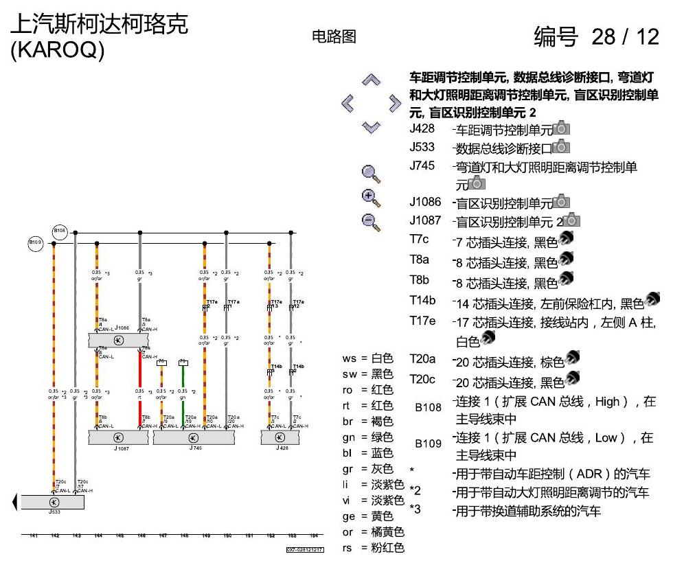 斯柯达柯珞克 数据总线联网 电路图