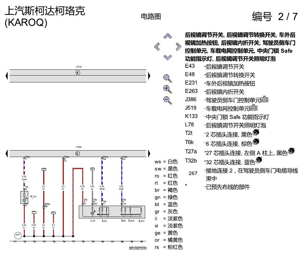 斯柯达柯珞克 舒适便捷系统 电路图