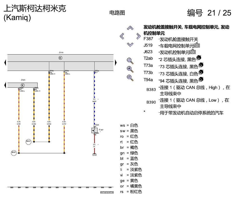 斯柯达柯米克 1.5 发动机 DLXA 电路图