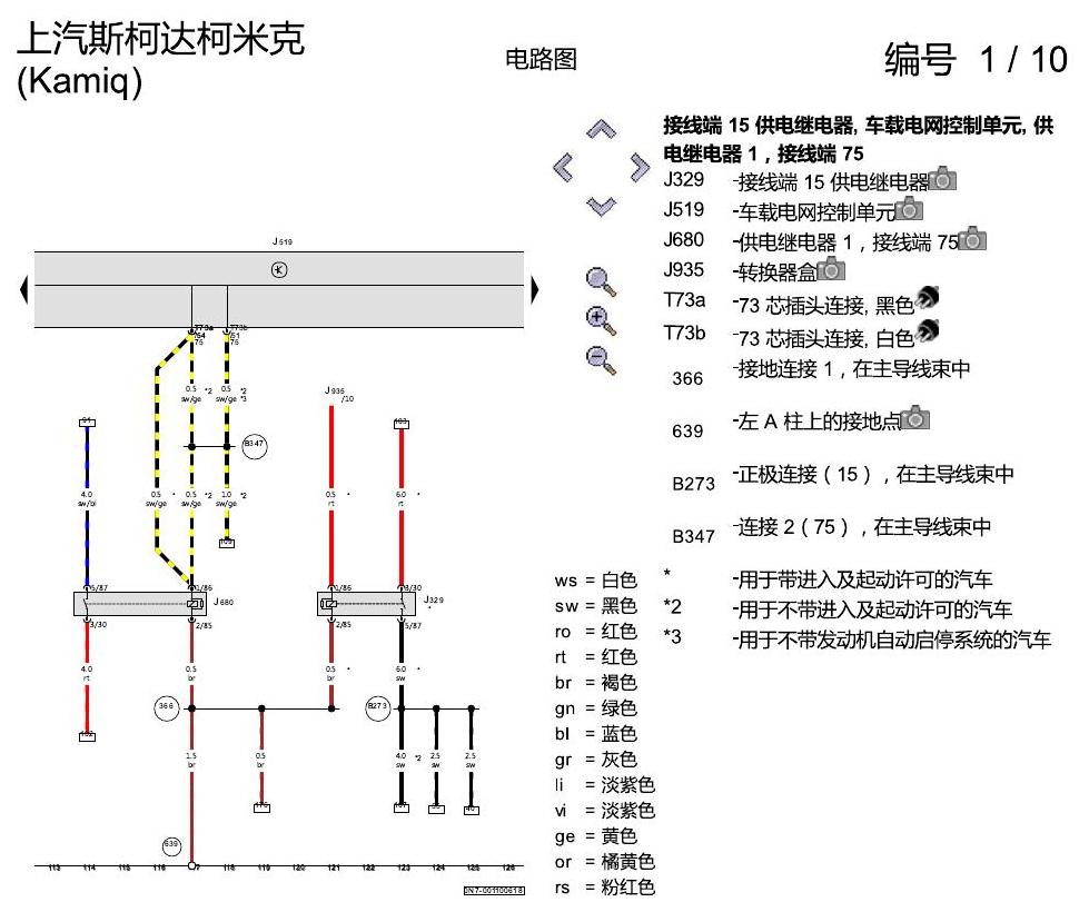 斯柯达柯米克 基本装备 电路图
