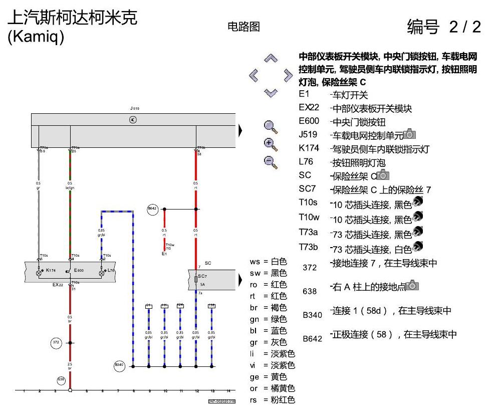 斯柯达柯米克 舒适便捷系统 电路图