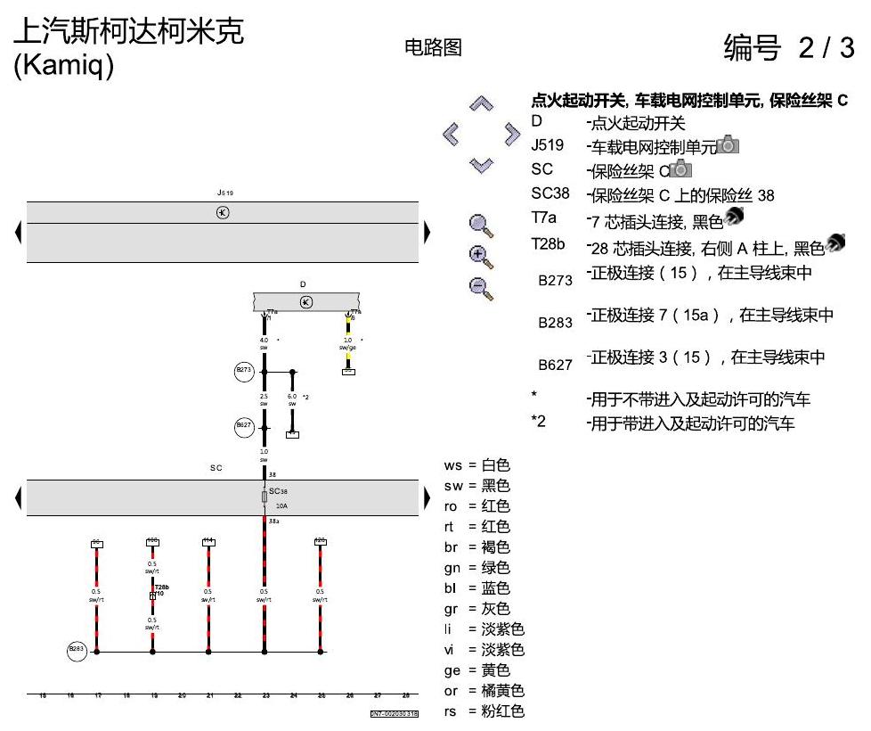 斯柯达柯米克 舒适便捷系统 电路图