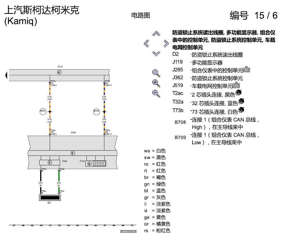 斯柯达柯米克 进入及启动许可 电路图