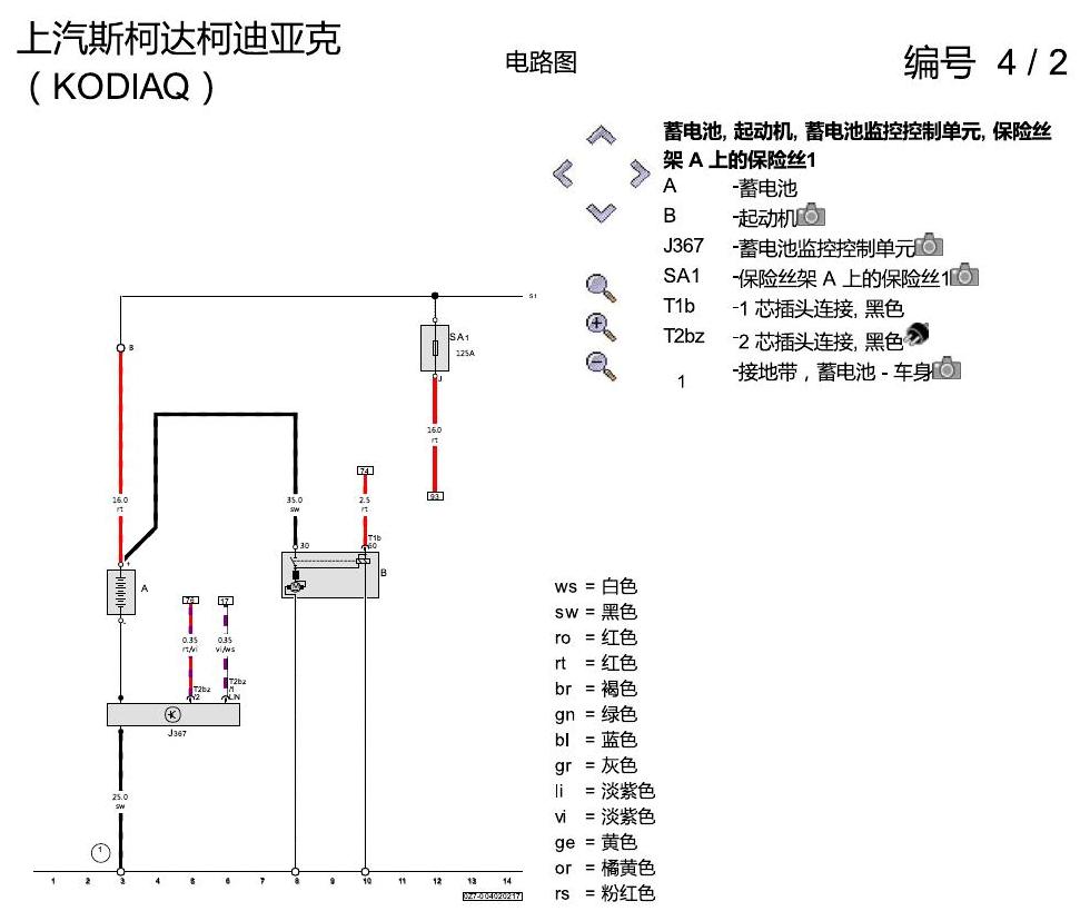 斯柯达科迪亚克 1.8 发动机 CUFA 电路图