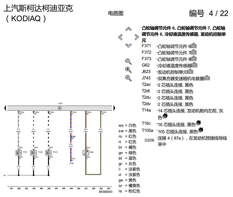 斯柯达科迪亚克 1.8 发动机 CUFA 电路图
