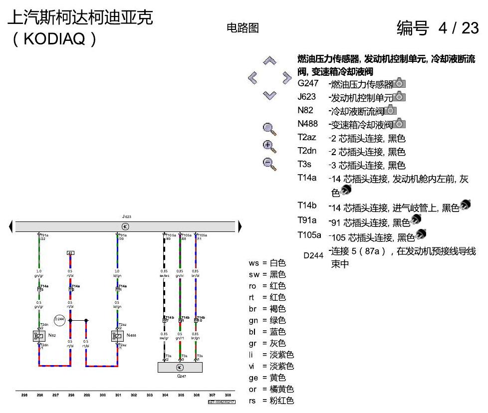 斯柯达科迪亚克 1.8 发动机 CUFA 电路图