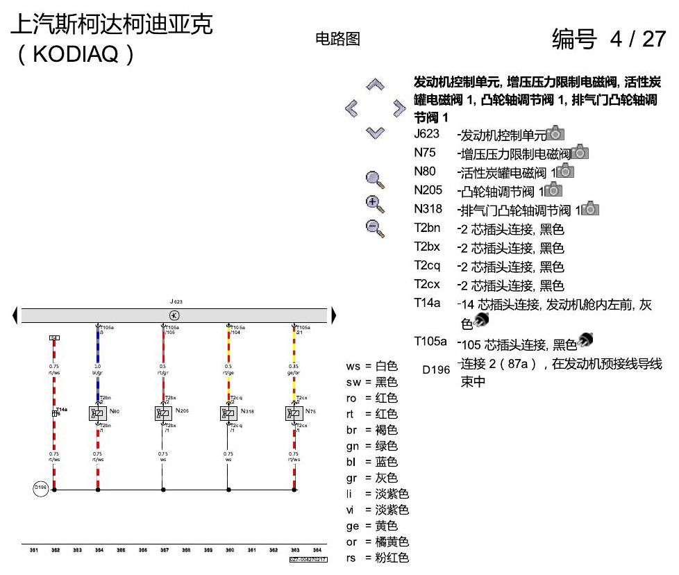 斯柯达科迪亚克 1.8 发动机 CUFA 电路图