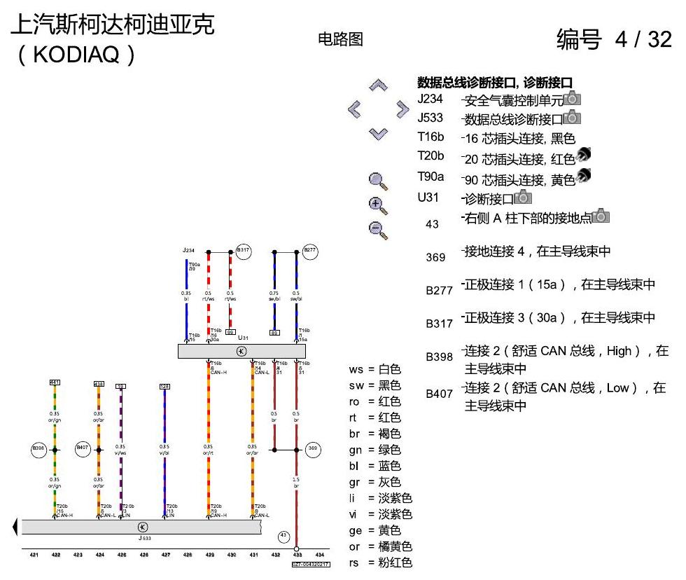 斯柯达科迪亚克 1.8 发动机 CUFA 电路图