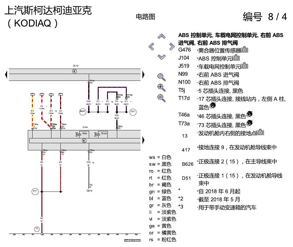 斯柯达科迪亚克 ABS 电路图