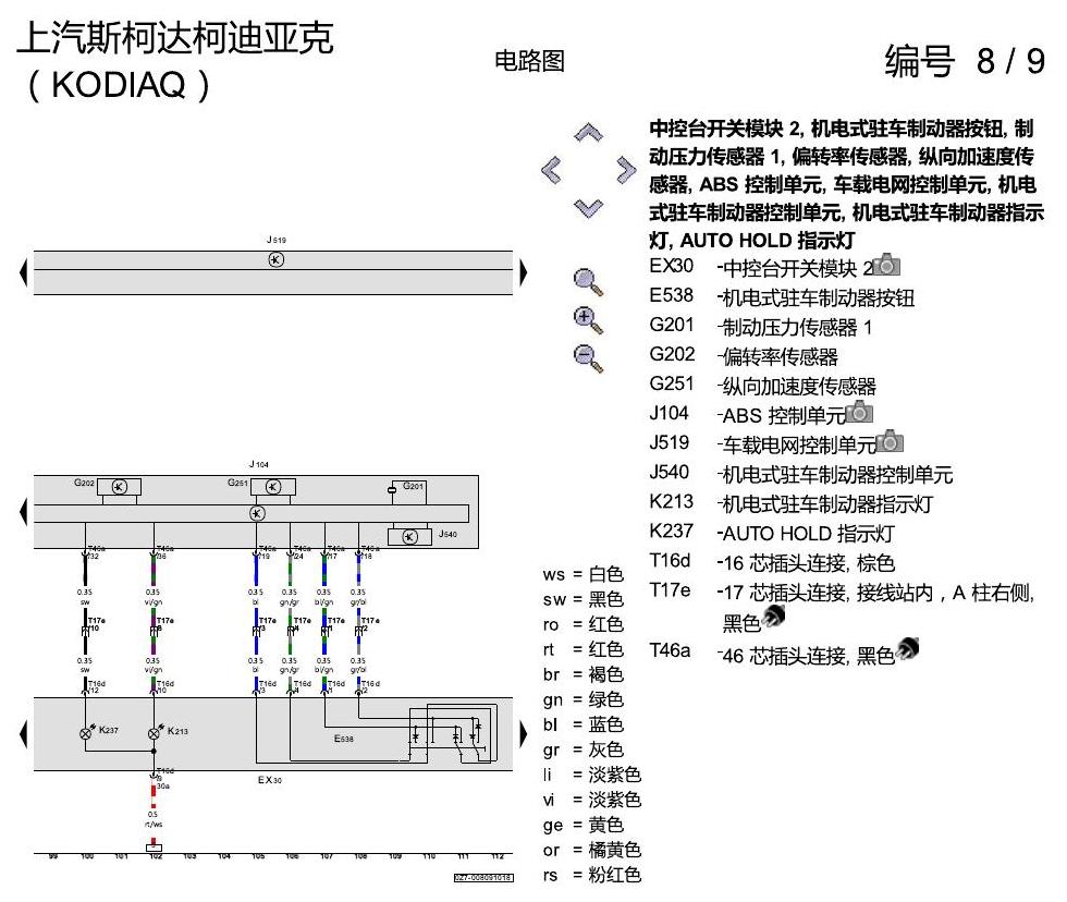 斯柯达科迪亚克 ABS 电路图