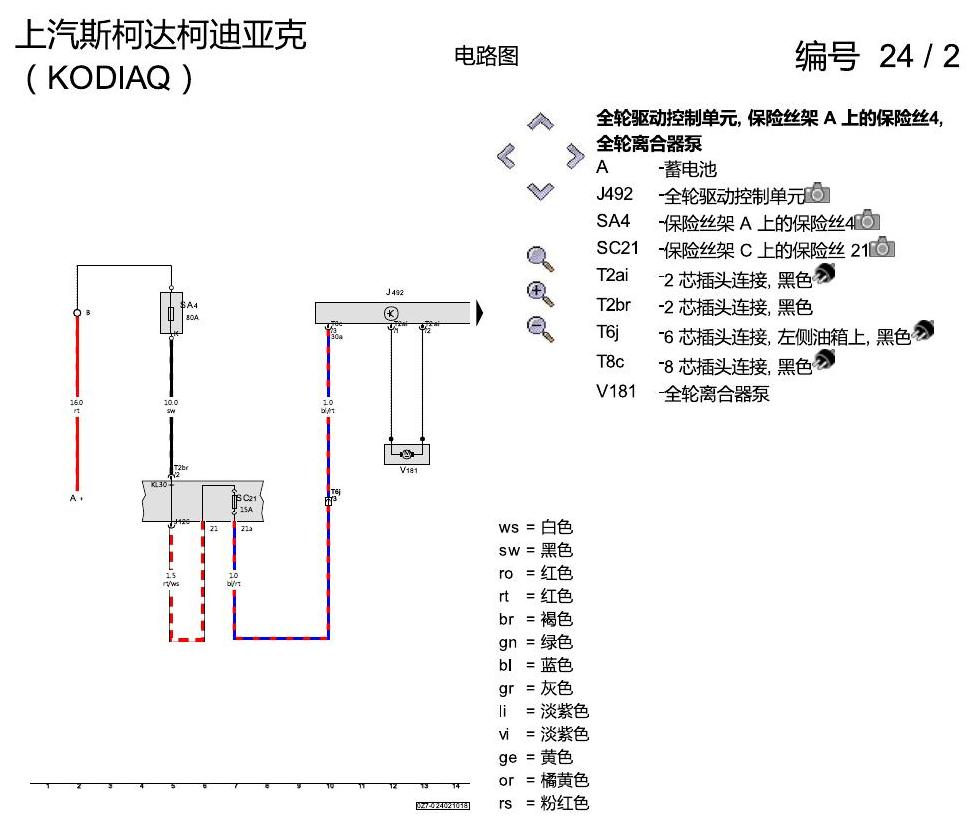 斯柯达科迪亚克 全轮驱动 电路图