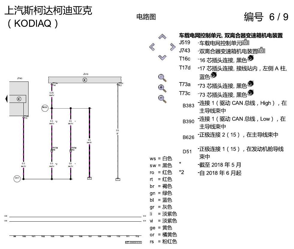 斯柯达科迪亚克 双离合器 DSG 电路图