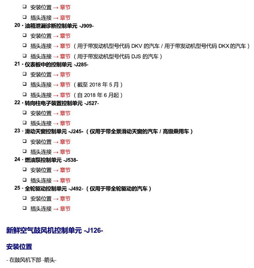 斯柯达科迪亚克 汽车中部的控制单元 电路图