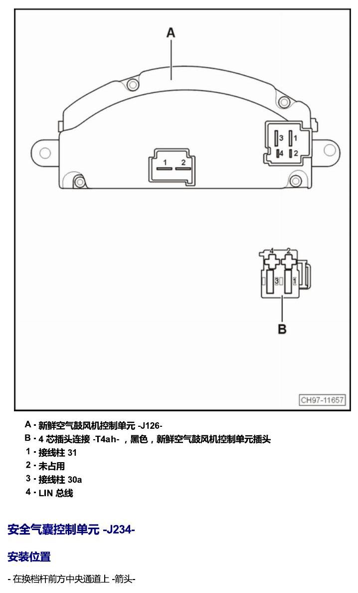 斯柯达科迪亚克 汽车中部的控制单元 电路图