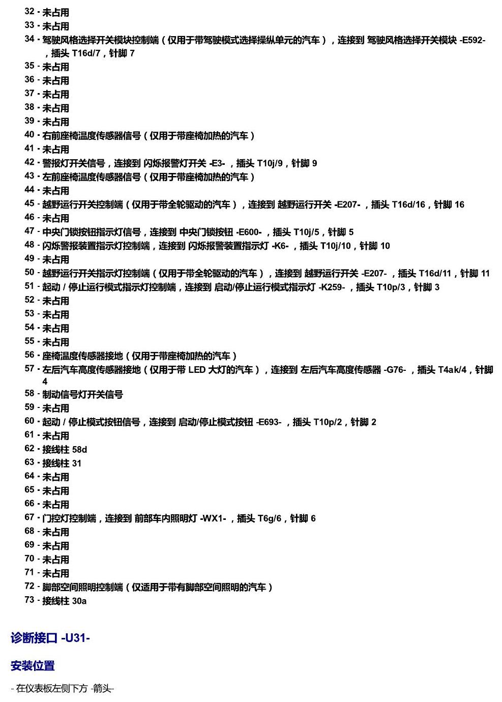 斯柯达科迪亚克 汽车中部的控制单元 电路图