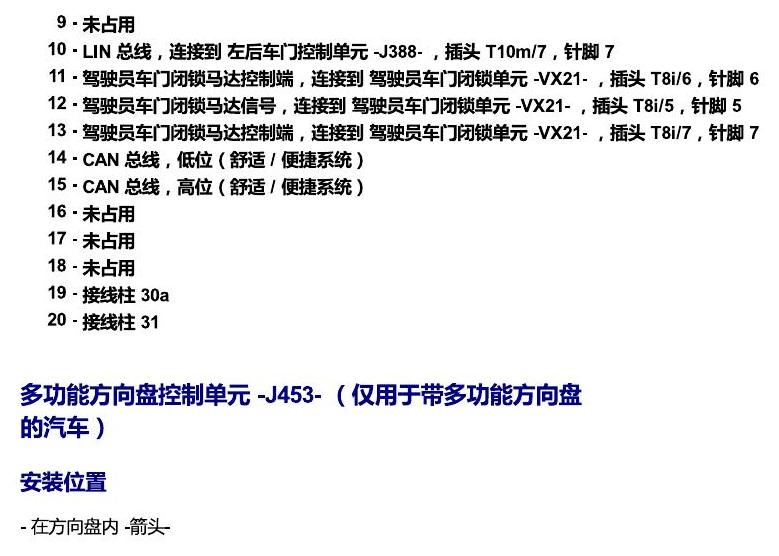 斯柯达科迪亚克 汽车中部的控制单元 电路图
