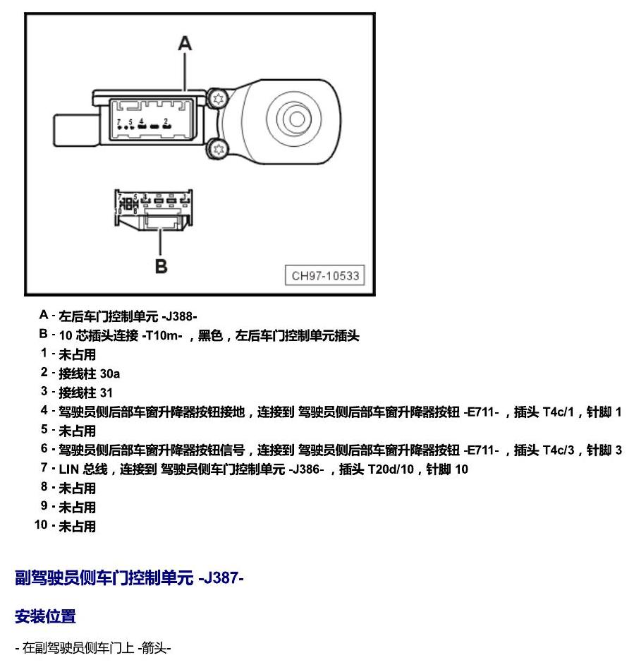 斯柯达科迪亚克 汽车中部的控制单元 电路图