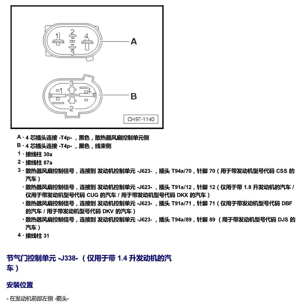 斯柯达科迪亚克 汽车前部的控制单元 电路图