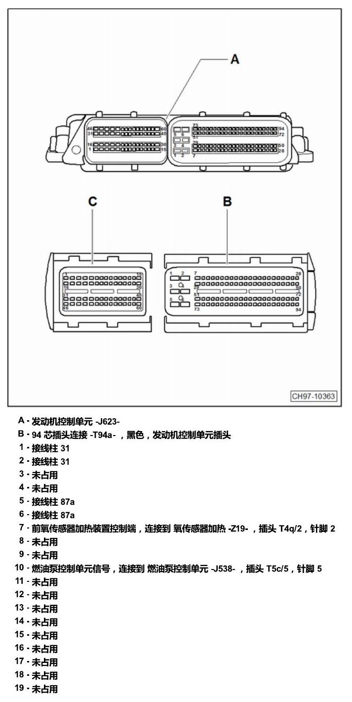 斯柯达科迪亚克 汽车前部的控制单元 电路图