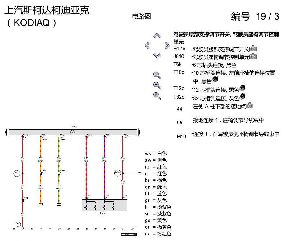 斯柯达科迪亚克 座椅带记忆 电路图