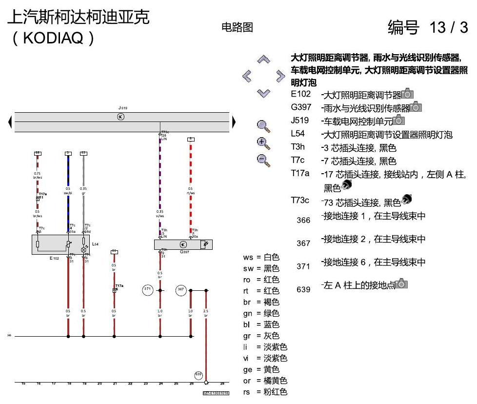 斯柯达科迪亚克 绿素大灯 电路图