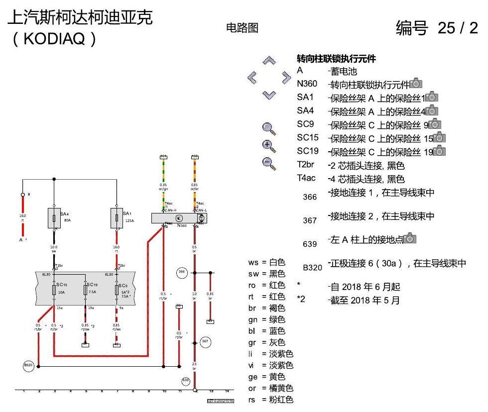 斯柯达科迪亚克 进入及启动许可 电路图