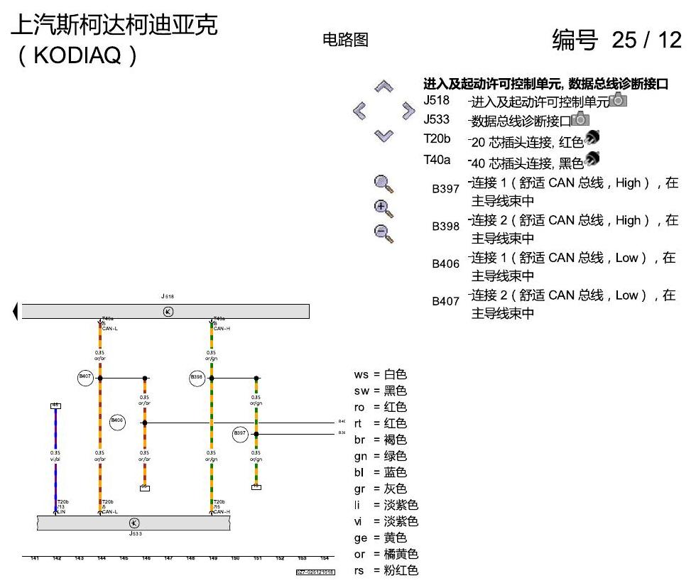 斯柯达科迪亚克 进入及启动许可 电路图