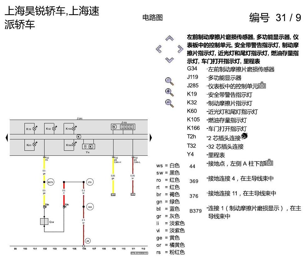 斯柯达速派 仪表板 电路图