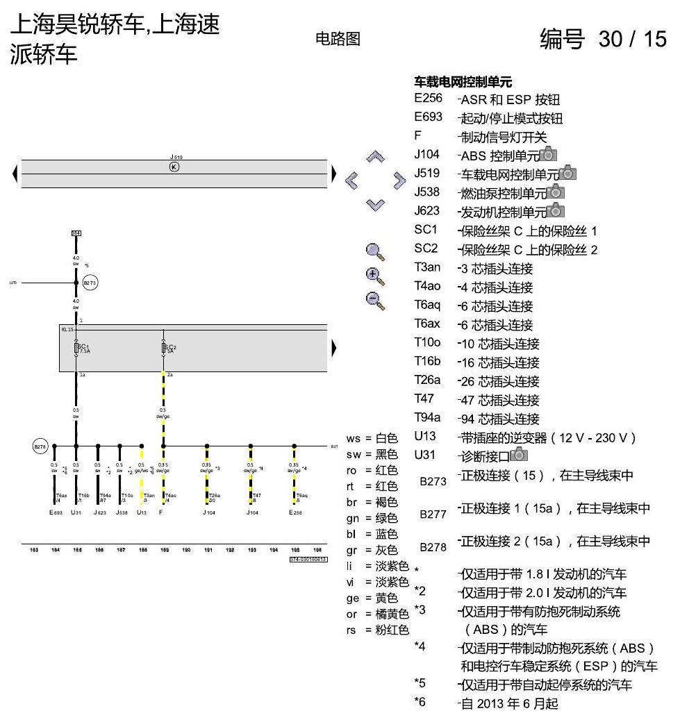 斯柯达速派 保险丝配置 电路图