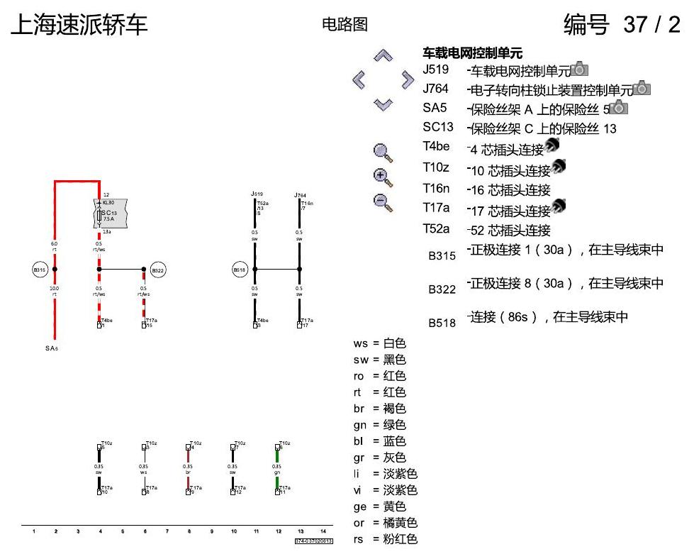 斯柯达速派 后座区娱乐视听装置(RSE 电路图