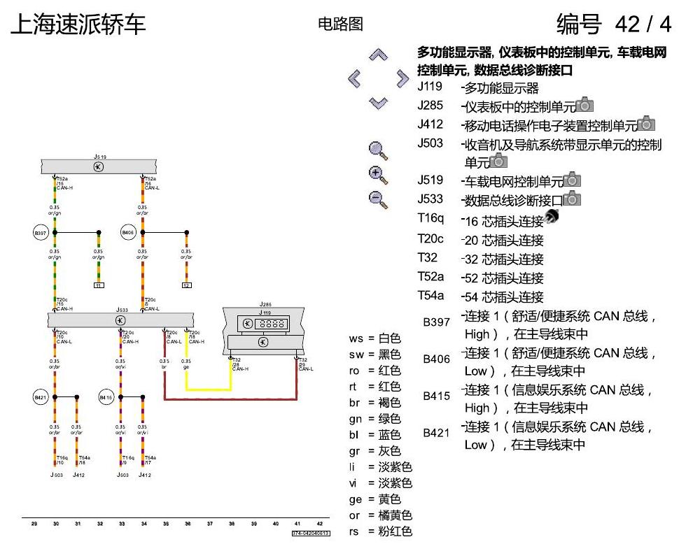 斯柯达速派 多功能方向盘 电路图