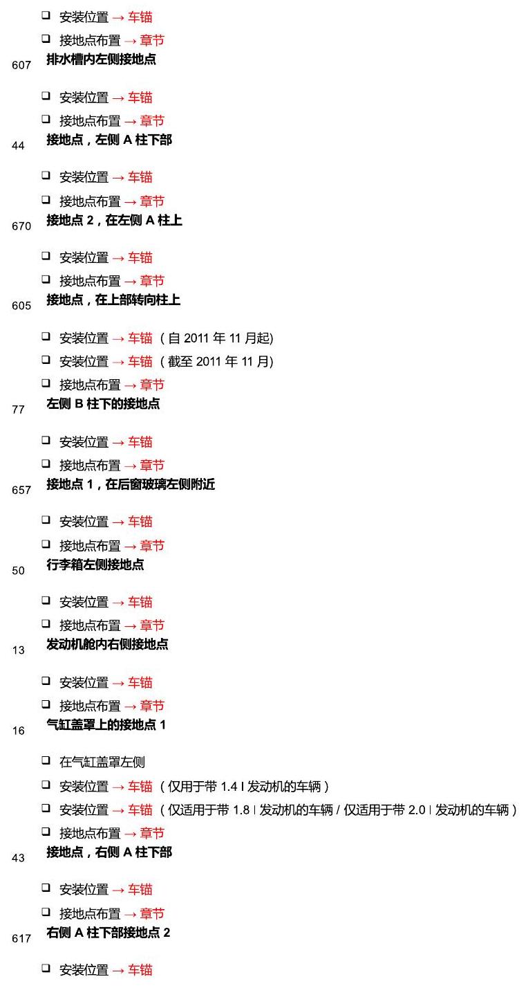 斯柯达速派 接地点 电路图