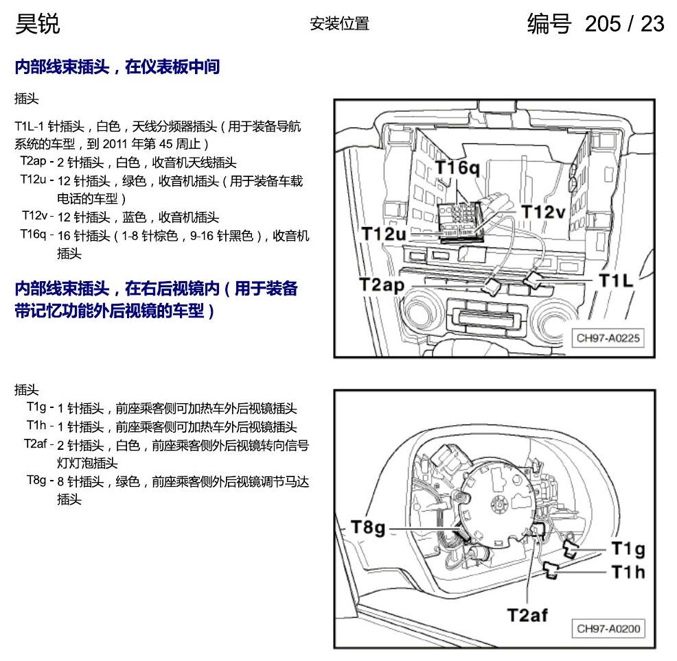 斯柯达速派 插头安装位置 电路图