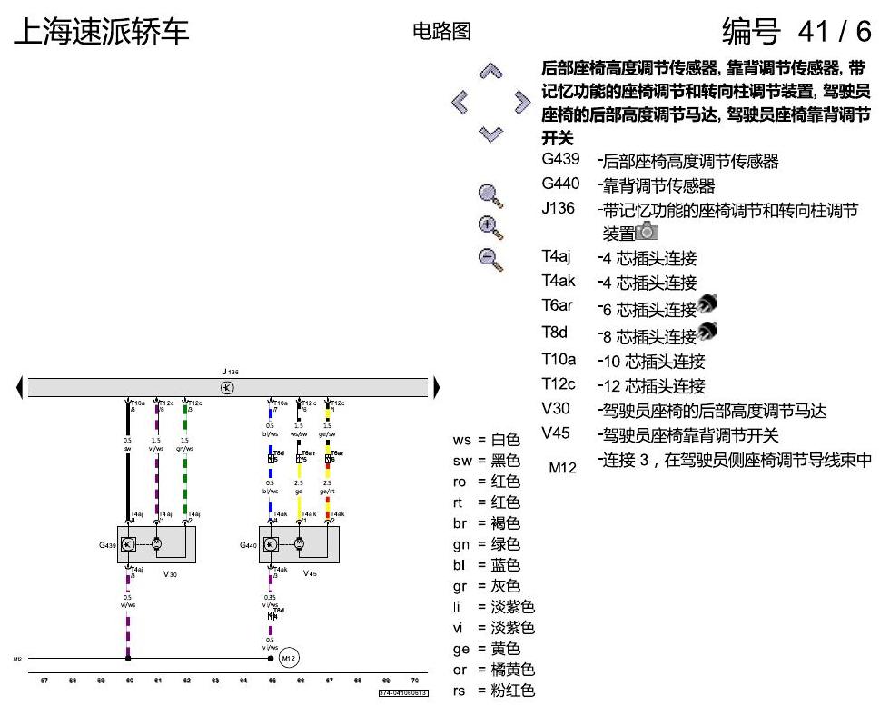 斯柯达速派 电动座椅调节装置,带记忆功能 电路图