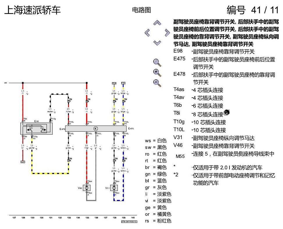 斯柯达速派 电动座椅调节装置,带记忆功能 电路图
