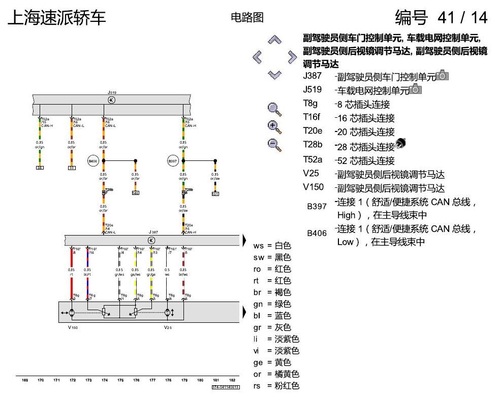 斯柯达速派 电动座椅调节装置,带记忆功能 电路图