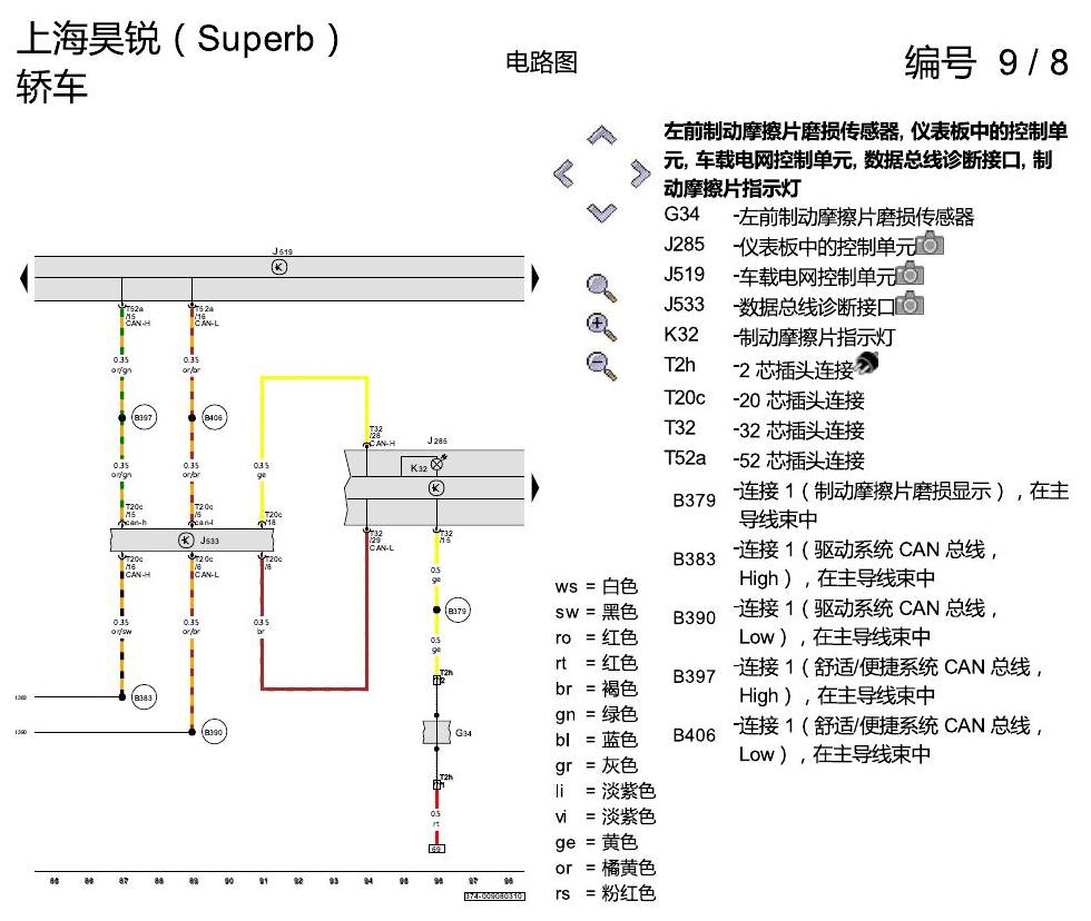 斯柯达速派 防抱死制动系统(ABS) 电路图