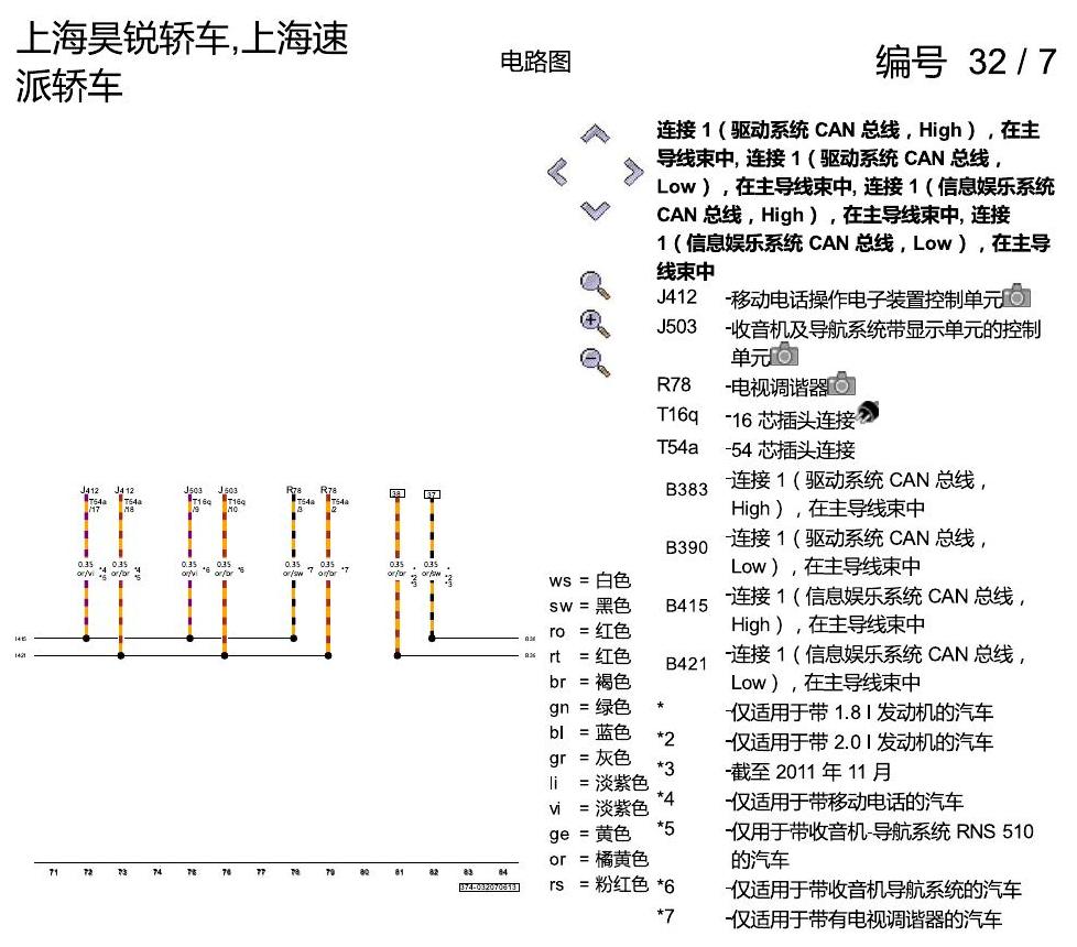 斯柯达速派 驱动系统 CAN 总线联网,便捷系统和信息娱乐系统 电路图