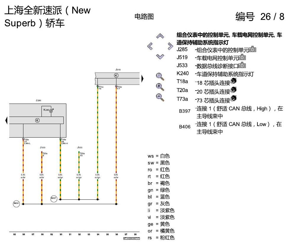 斯柯达速派 MQB 仪表 电路图