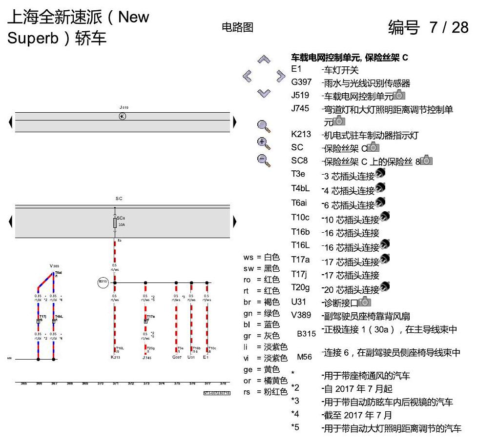 斯柯达速派 MQB 保险丝 配置 电路图