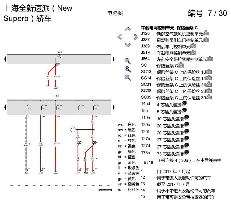 斯柯达速派 MQB 保险丝 配置 电路图