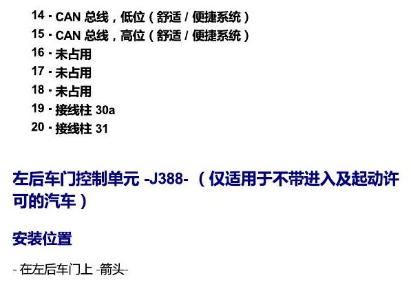 斯柯达速派 MQB 安装位置 车内空间的控制器 电路图