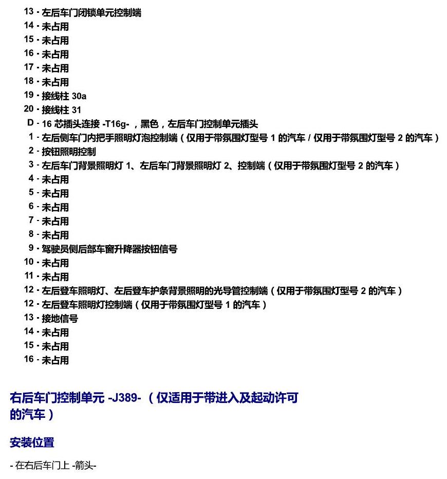 斯柯达速派 MQB 安装位置 车内空间的控制器 电路图