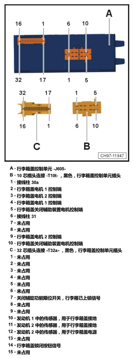 斯柯达速派 MQB 安装位置 车内空间的控制器 电路图