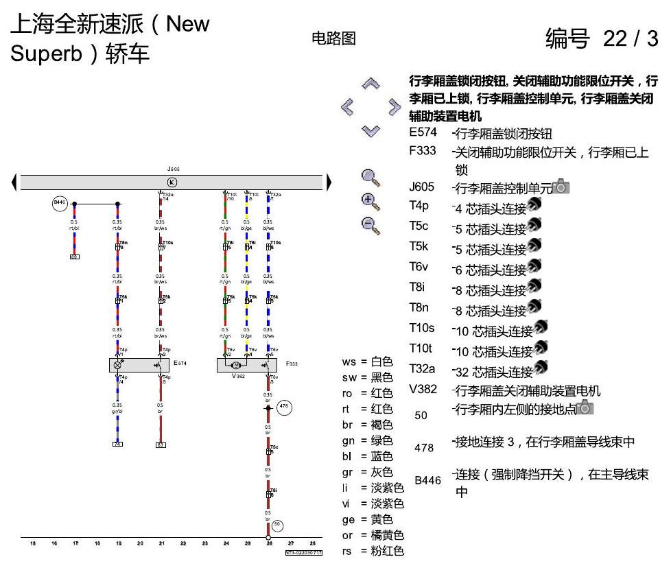 斯柯达速派 MQB 电动行李箱盖 电路图