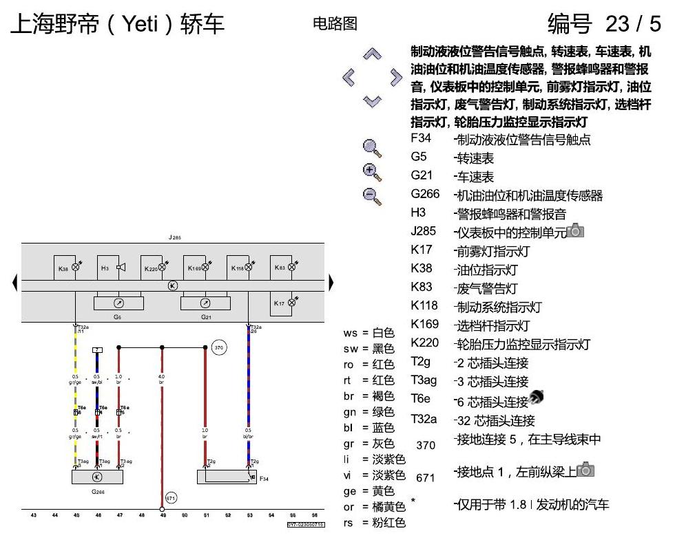 斯柯达野帝 仪表板 电路图