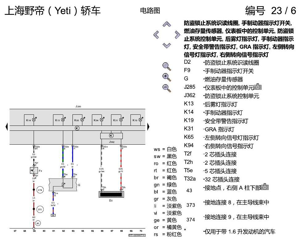 斯柯达野帝 仪表板 电路图