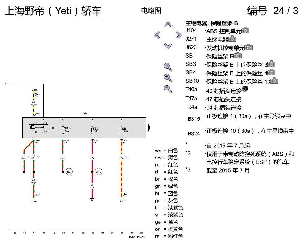 斯柯达野帝 保险丝配置 电路图