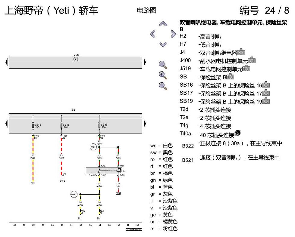 斯柯达野帝 保险丝配置 电路图