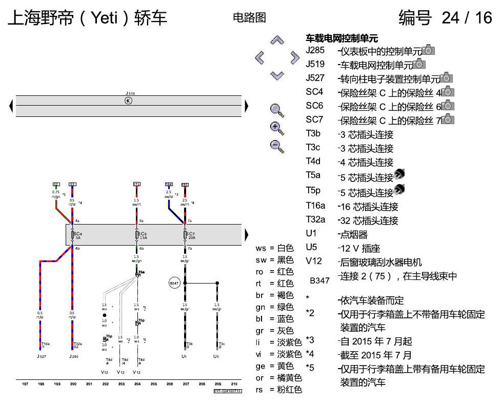 斯柯达野帝 保险丝配置 电路图
